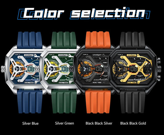 Vasmyst E106 Watch - Rectangle LED Digital Display Close-up