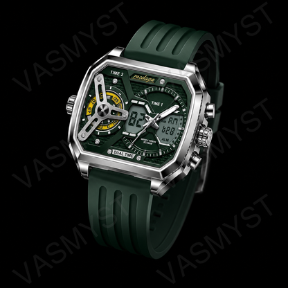 Vasmyst E106 Silver Green Digital Watch - E106_01