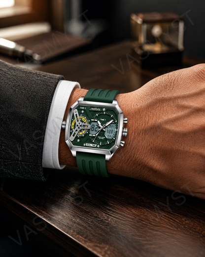 Vasmyst E106 Silver Green Digital Watch - E106_04
