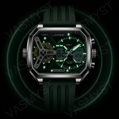 Vasmyst E106 Silver Green Digital Watch - E106_05