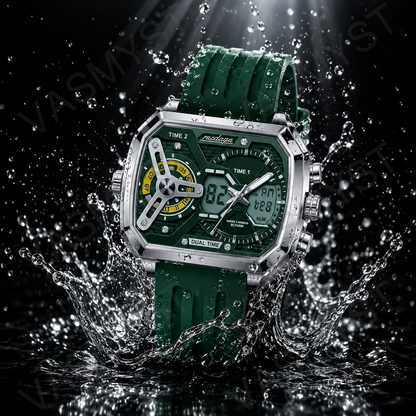 Vasmyst E106 Silver Green Digital Watch - E106_07