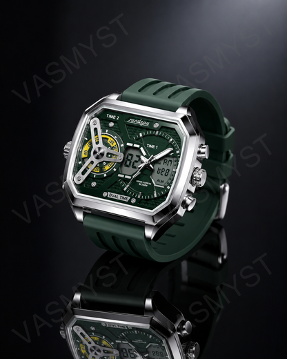 Vasmyst E106 Silver Green Digital Watch - E106_08