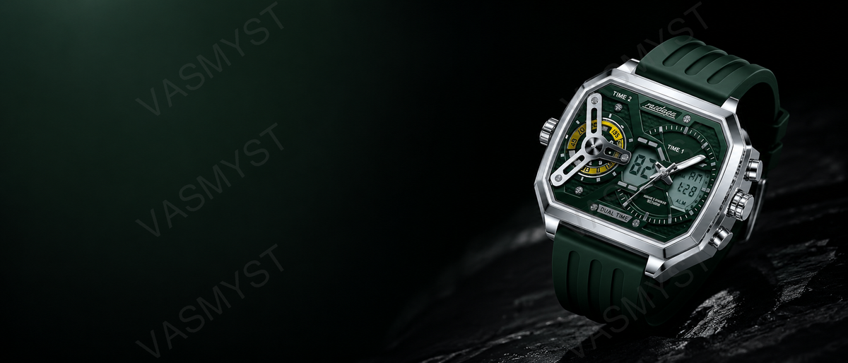 Vasmyst E106 Silver Green Digital Watch - E106_10