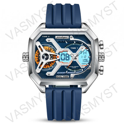 Vasmyst E106 Silver Blue Digital Watch - Ultra-realistic_e-commerce_product_photography_of_