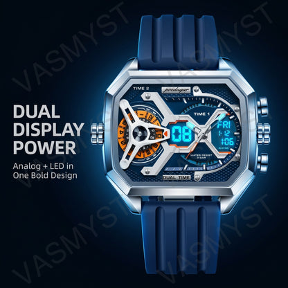 Vasmyst E106 Silver Blue - LED night mode shot