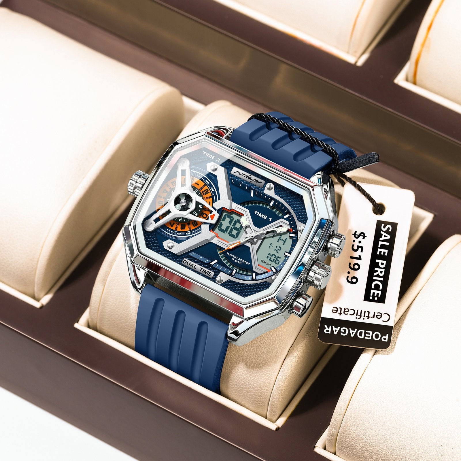 Vasmyst E106 Apex Digital Watch - Black Gold LED Display